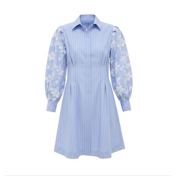 TUCKERNUCK Blue Stripe Embroidery Mini Corinne Dress Size XL NWT - Picture 8 of 8